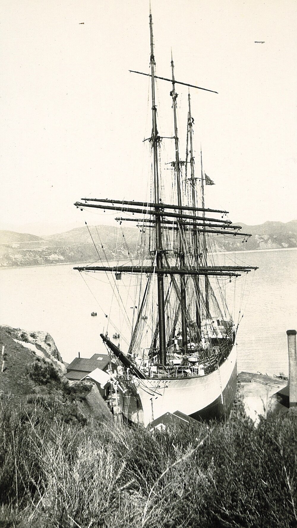 Tall ship in a tight spot