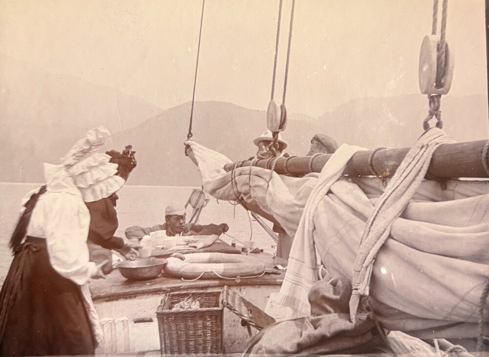 Cleaning up after a tea break onboard a yacht