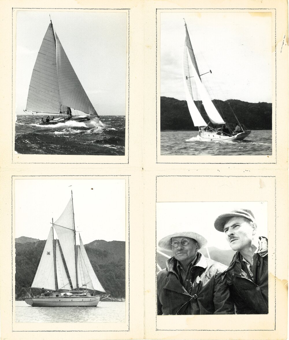 Four photos of sailing boats and sailors