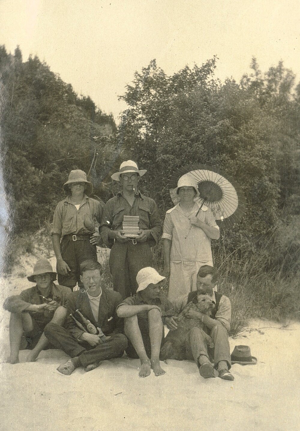Members of the Glasgow family on the beach