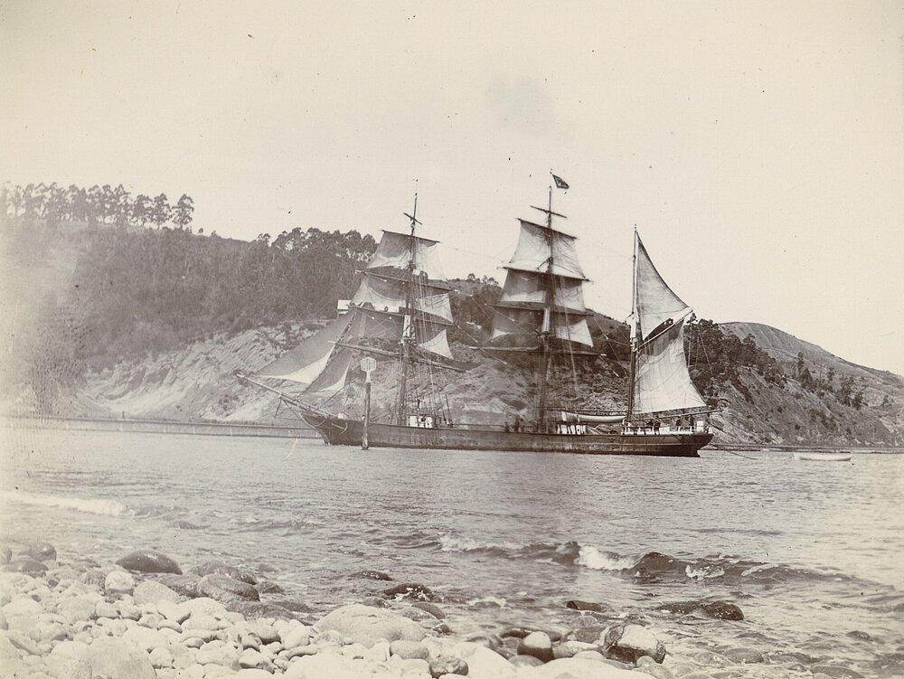 Sailing ship coming into Nelson Harbour