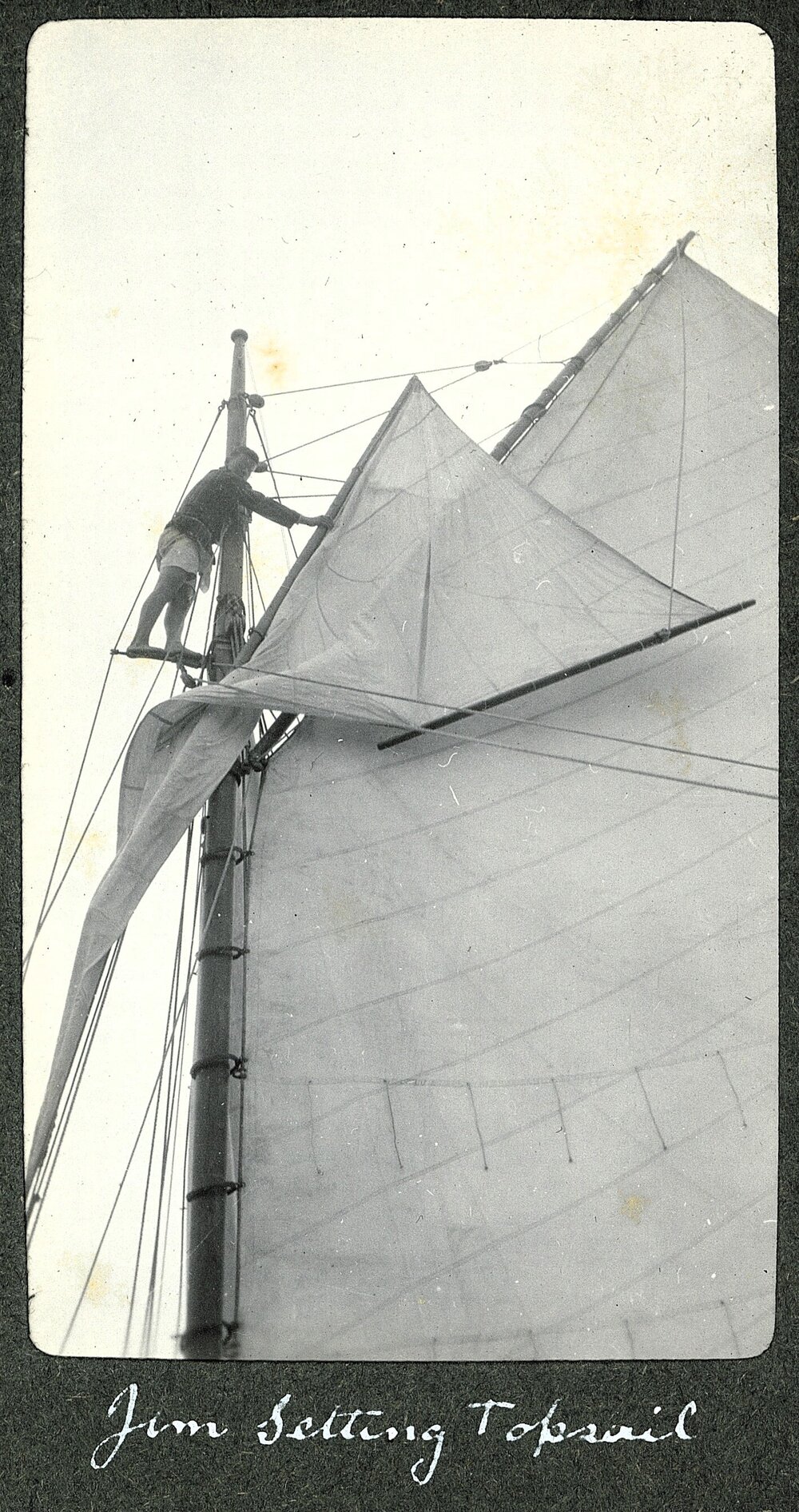 Jim setting the topsail