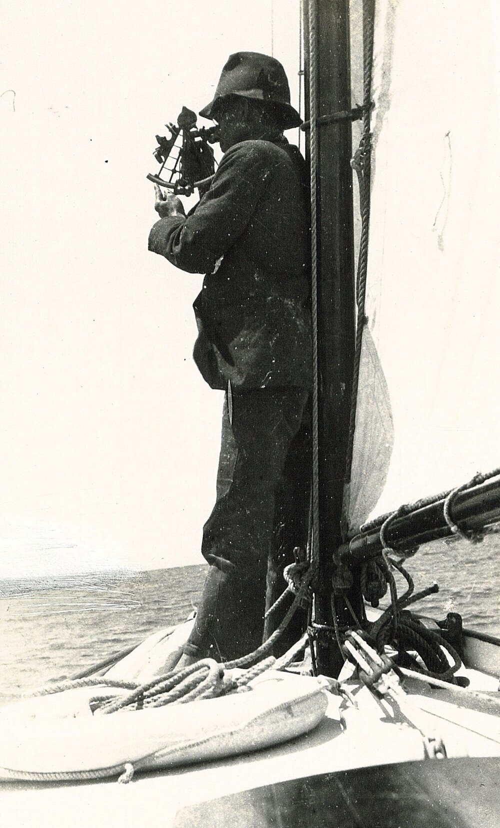 Man using nautic sextant