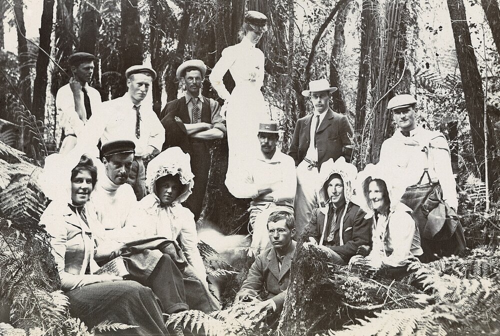 Large group in bush at Awaroa