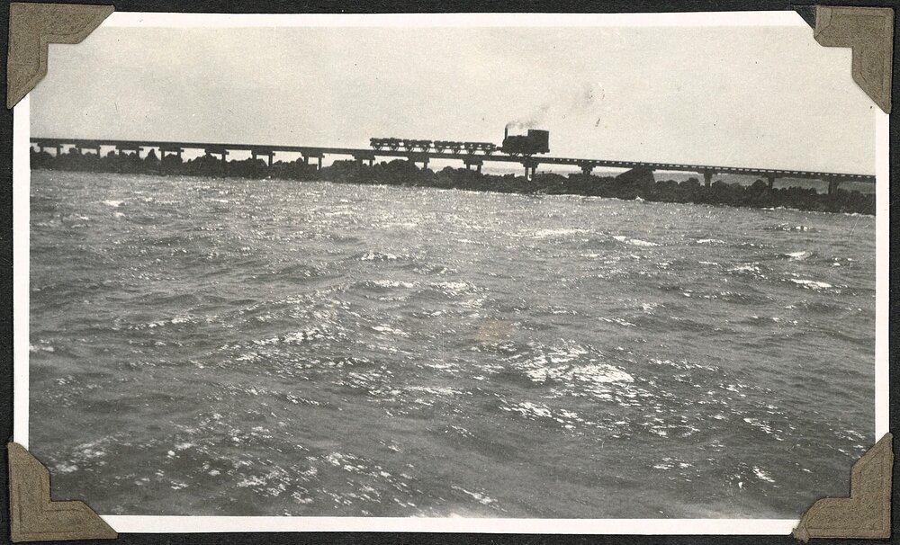 Train and railway line at the North Mole at Whanganui Port 