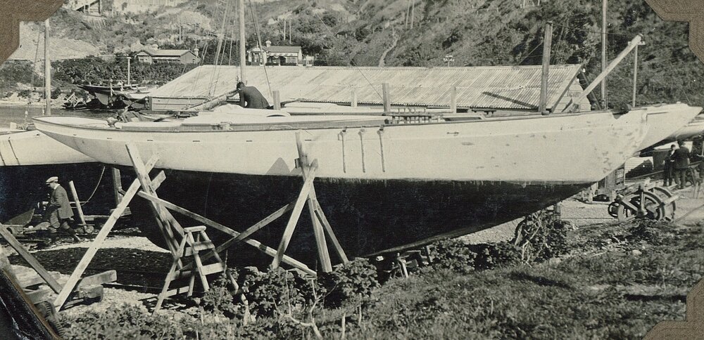 The Galatea in drydock