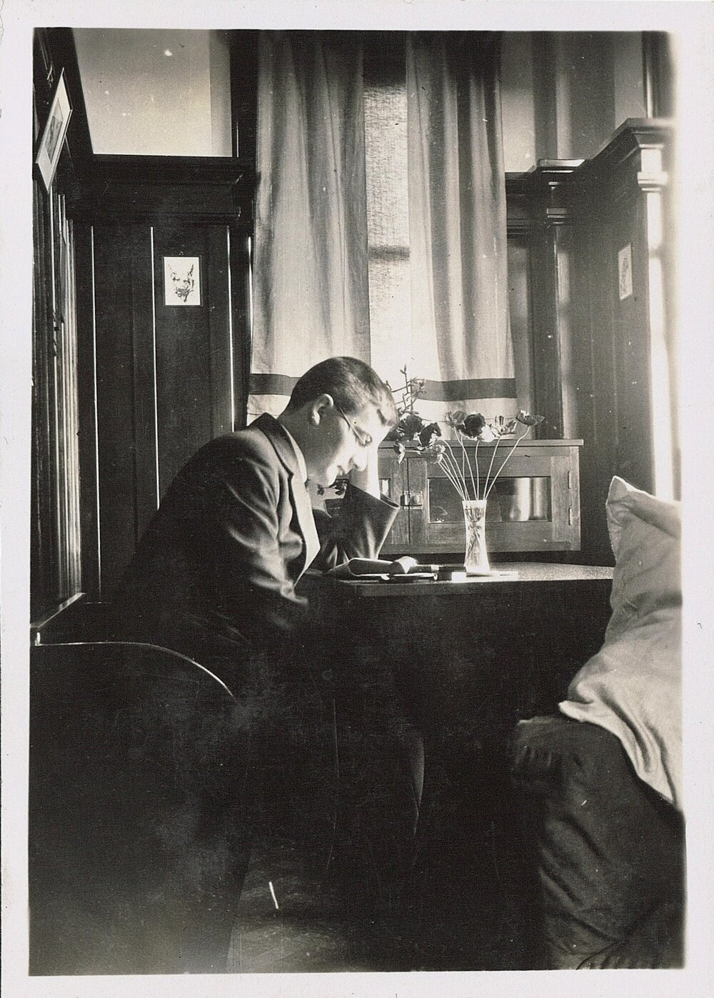 Young man studying at a table