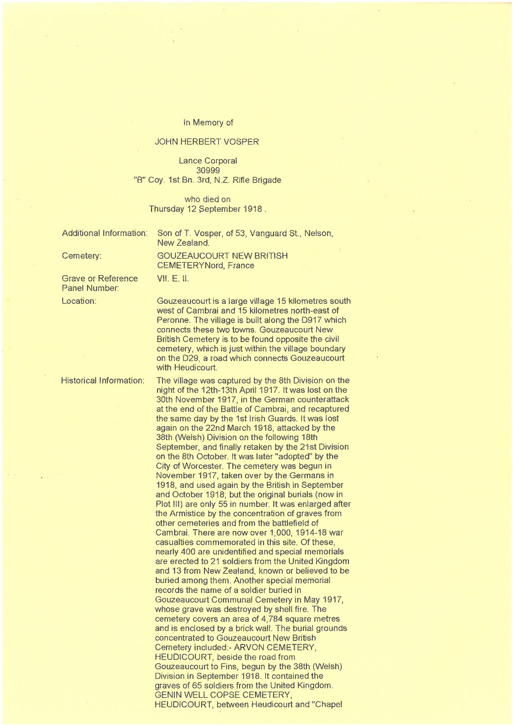 Vosper, John Herbert