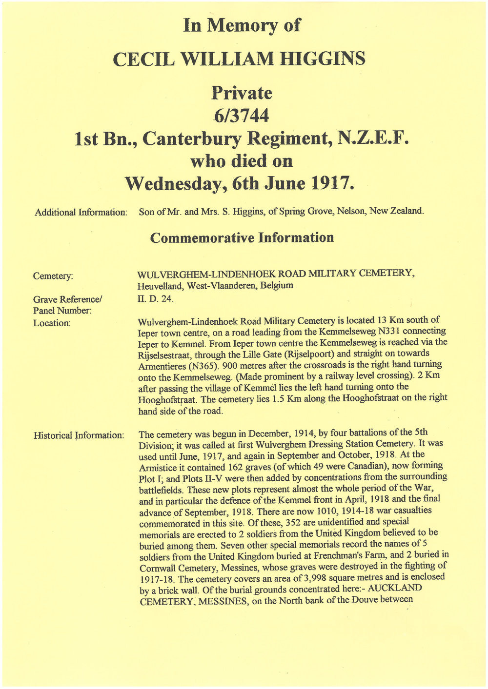 Higgins, Cecil William