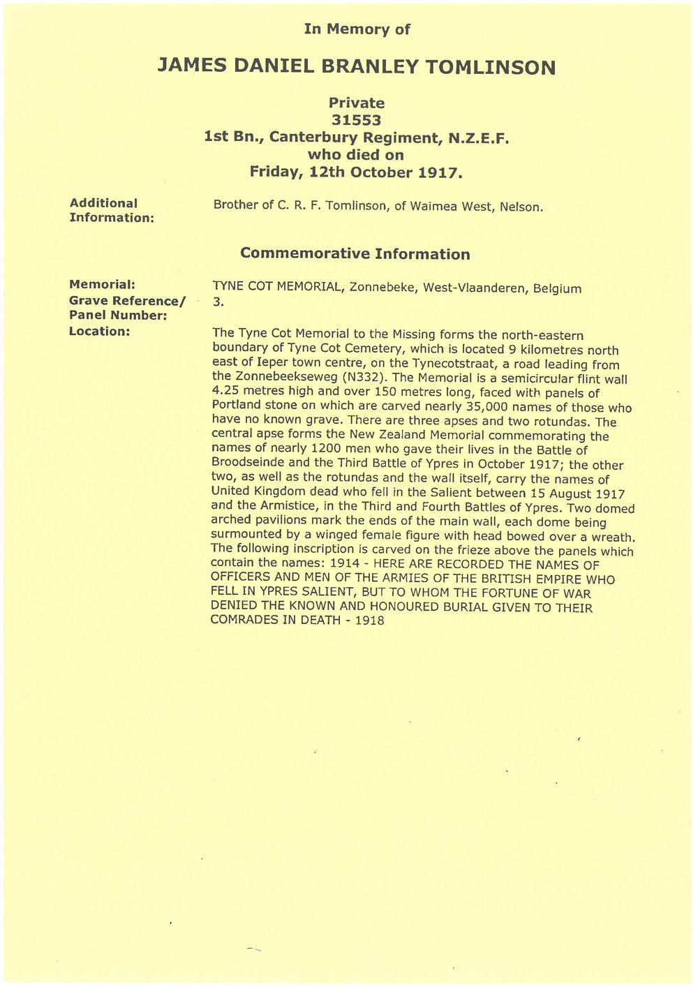 Tomlinson, James Daniel Bromley