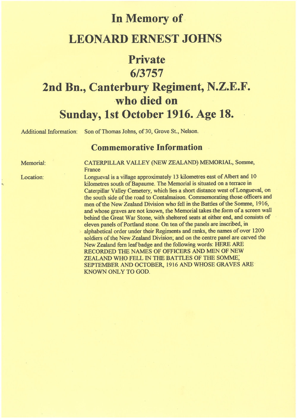 Johns, Leonard Ernest