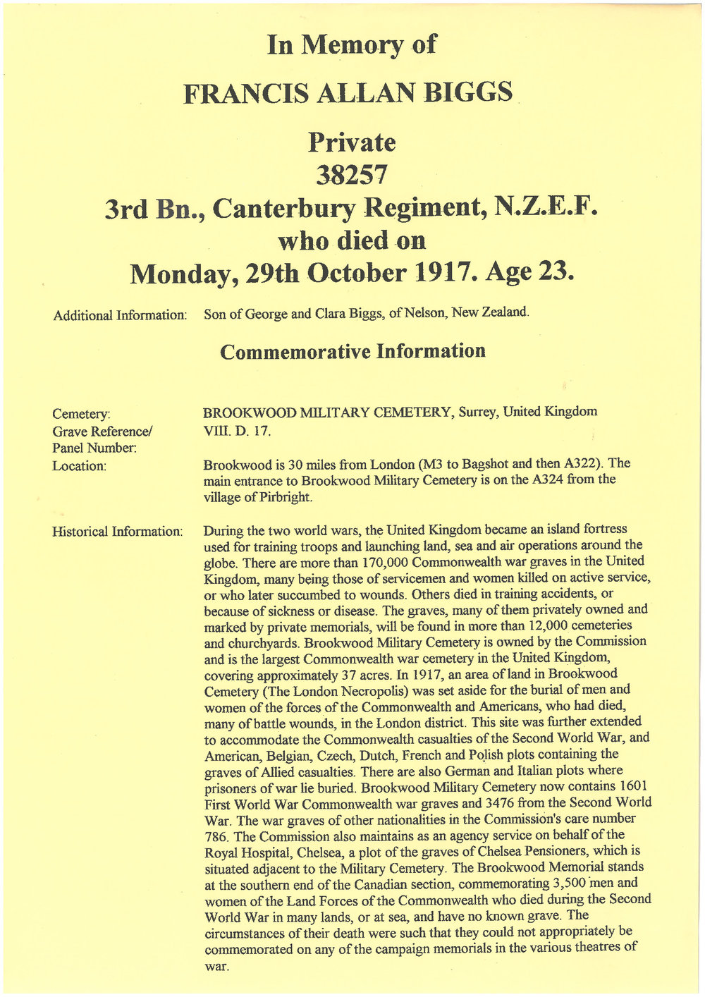 Biggs, Francis Allan | Tasman Heritage