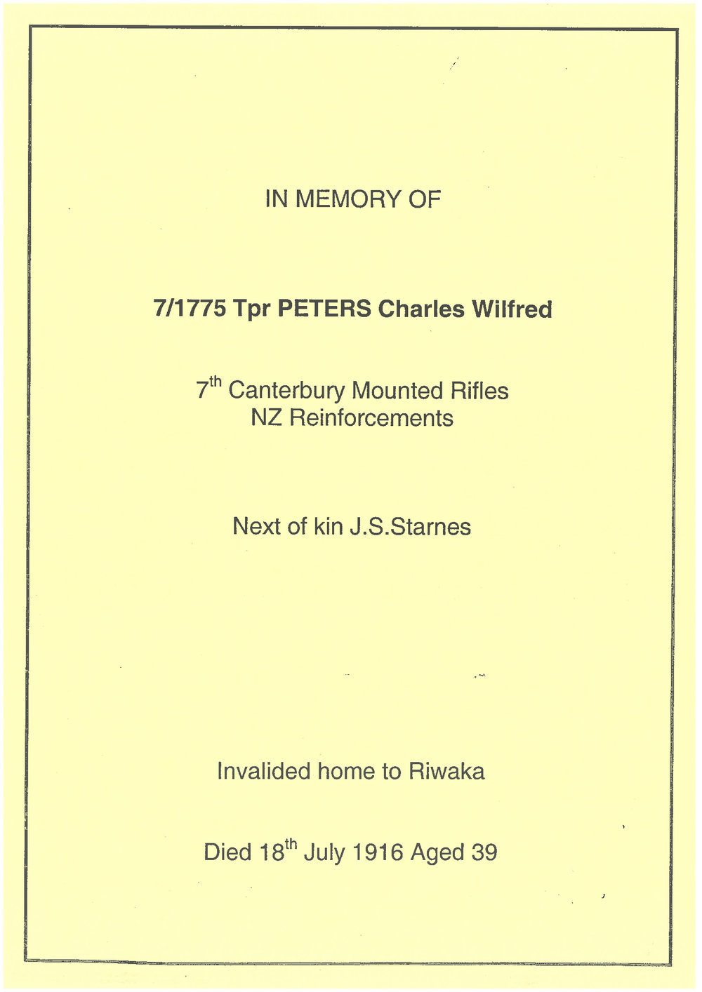 Peters, Charles Wilfred