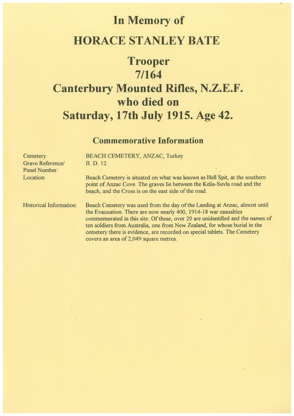 Bate, Horace Stanley