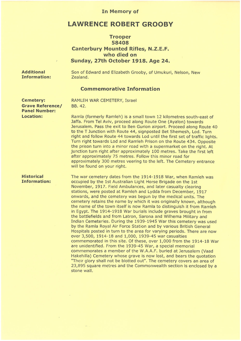 Grooby, Lawrence Robert