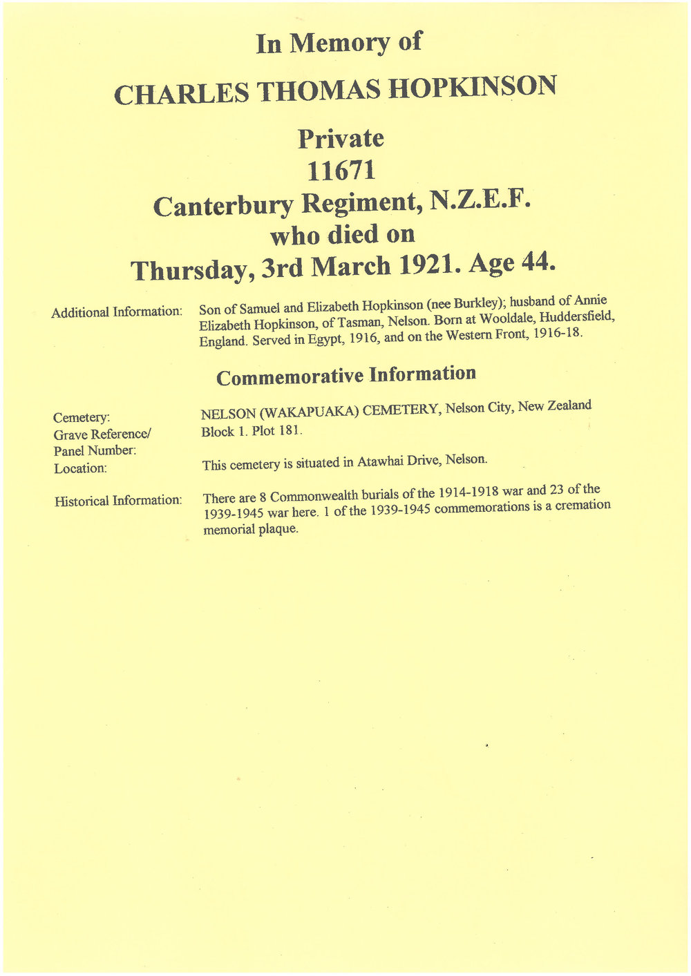 Hopkinson, Charles Thomas