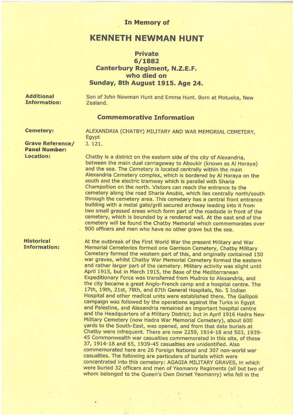 Hunt, Kenneth Newman