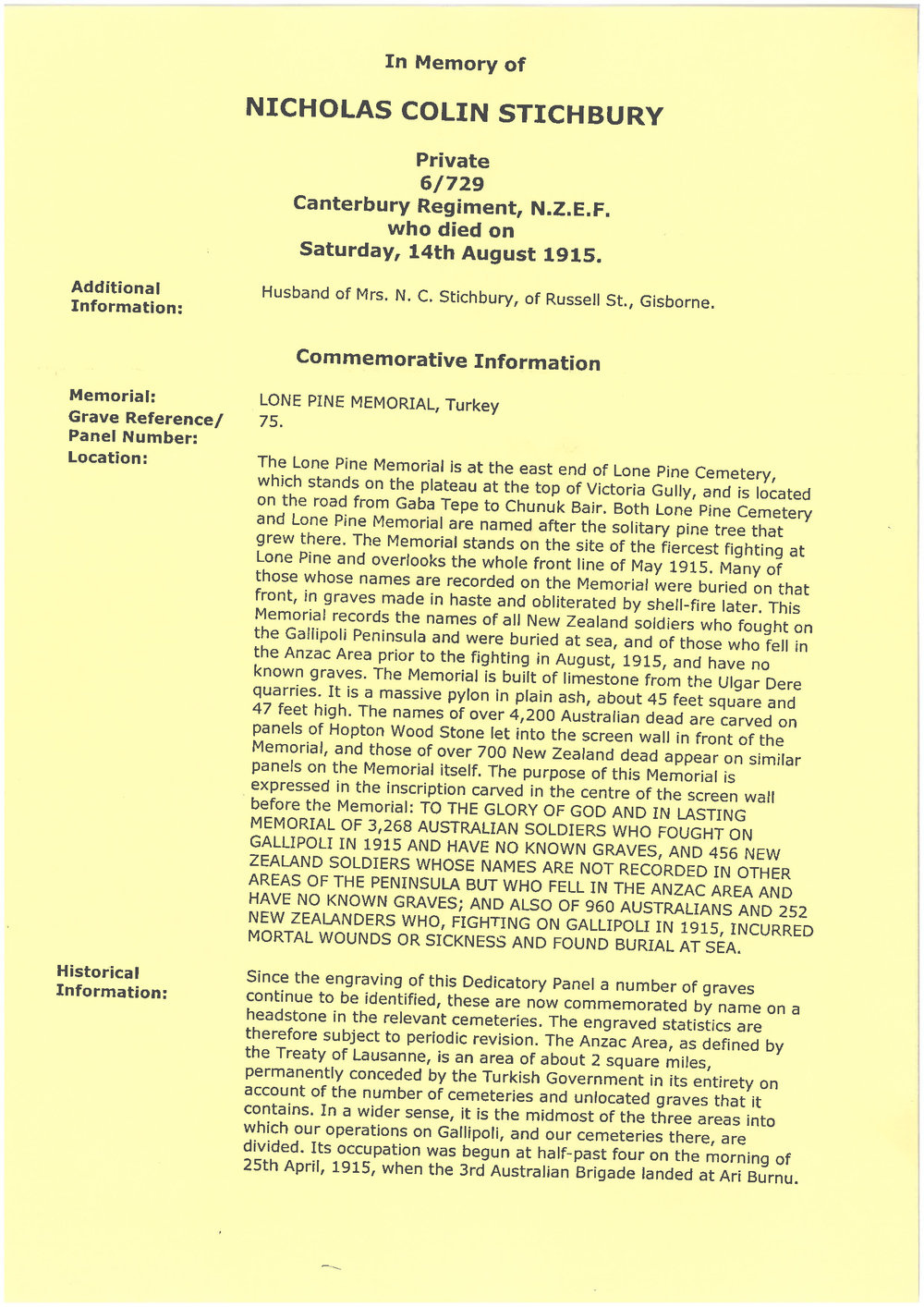 Stitchbury, Nicholas Colin