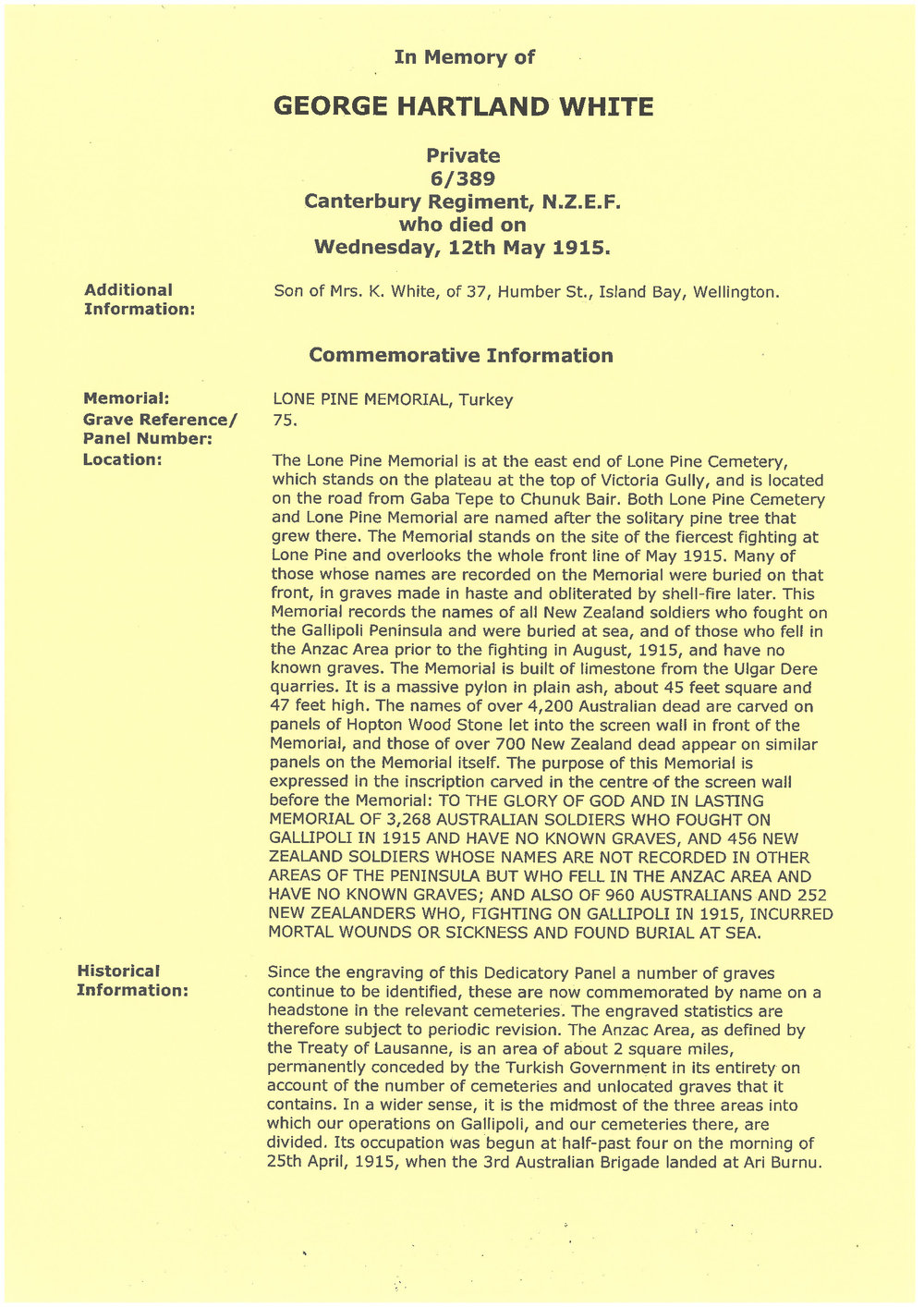 White, George Hartland