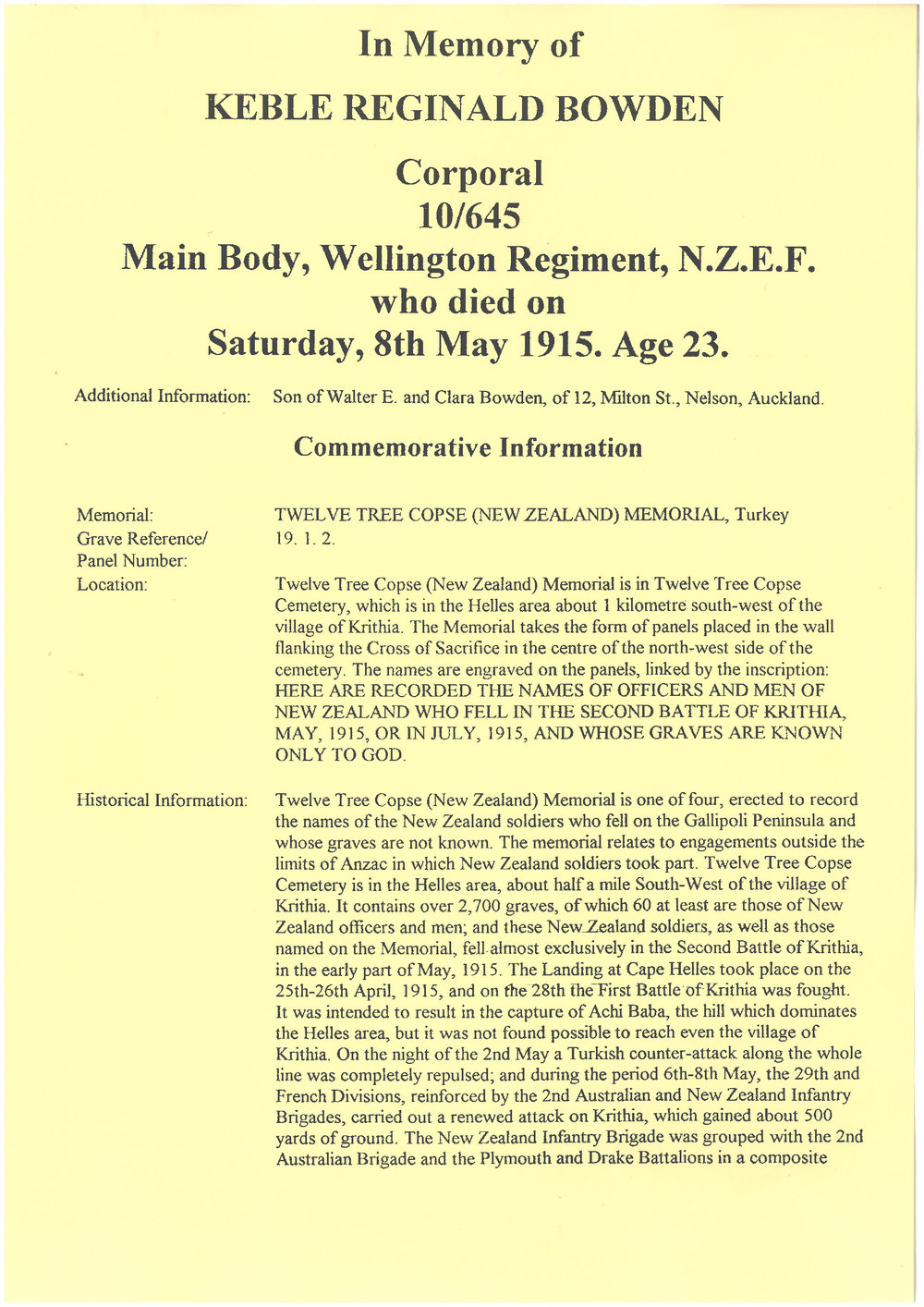 Bowden, Keble Reginald