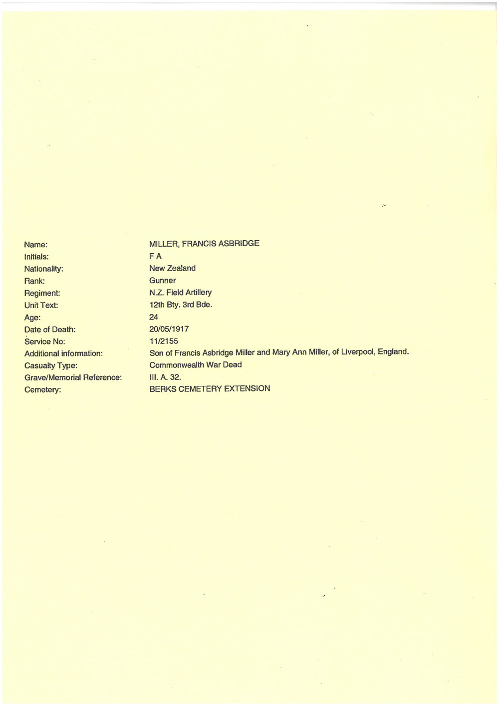 Miller, Francis Asbridge