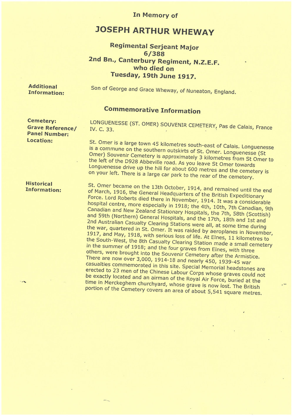 Wheway, Joseph Arthur