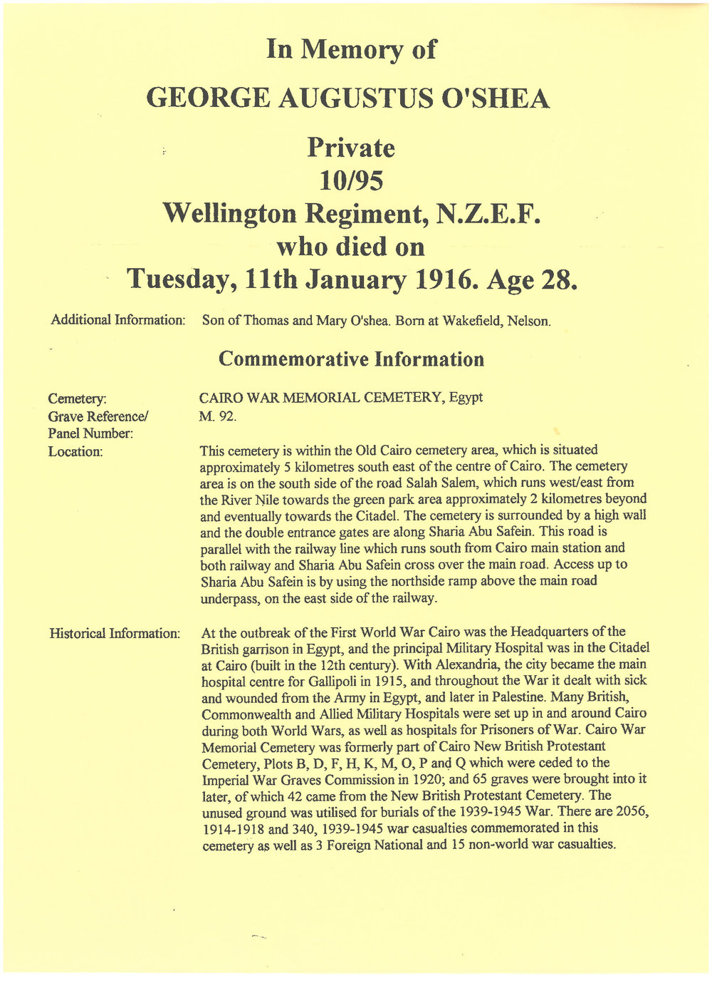 O'Shea, George Augustus