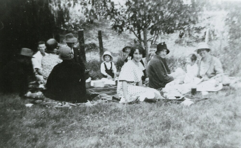 Esme Fenn and Mrs Fenn at a picnic