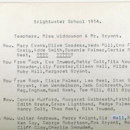 Brightwater School 1914