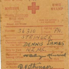 Dennis Stringer's Army Identity Certificate