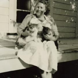Ruby Barnett and cats, 1950s