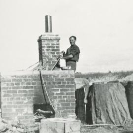 Arthur McKee making lime sulphur
