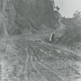 Mrs Volmer with baby at the foot of Bluff Hill