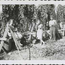 Morning tea in the hop garden, 1952