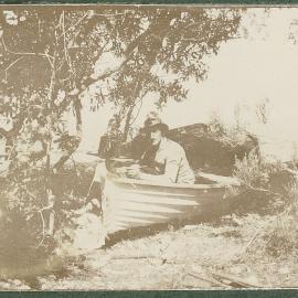 Frank painting the boat, c1921