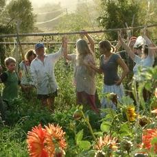 Happy in the garden at Riverside Community