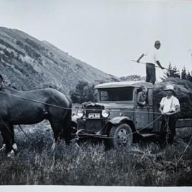 Haymaking with horses and truck