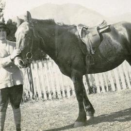 Thelma Newport with horse and dog