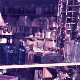 Bottle display in the pharmacy window