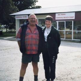 Peter and Sandra Alborn outside the Marahau Store 1997