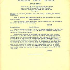 1958 Murchison County Council Special Meeting Minute Papers