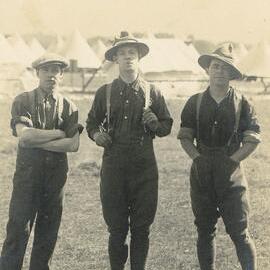 Three soldiers at Tapawera Military Camp 1916