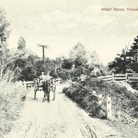 Horse and cart on West Road, East Takaka