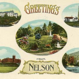 Five colour landscapes with greetings from Nelson 