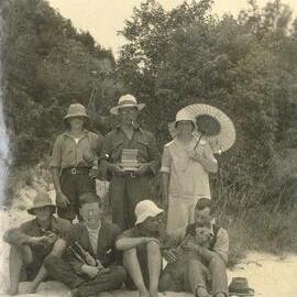 Members of the Glasgow family on the beach