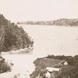 Scenic view of bach tent and boat