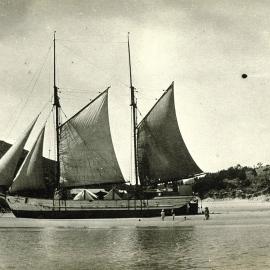 Large sailing ship on the beach