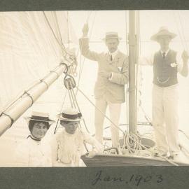 Hats safely secured for sailing