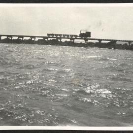 Train and railway line at the North Mole at Whanganui Port 