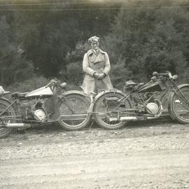Motorcycle rider with two motorbikes